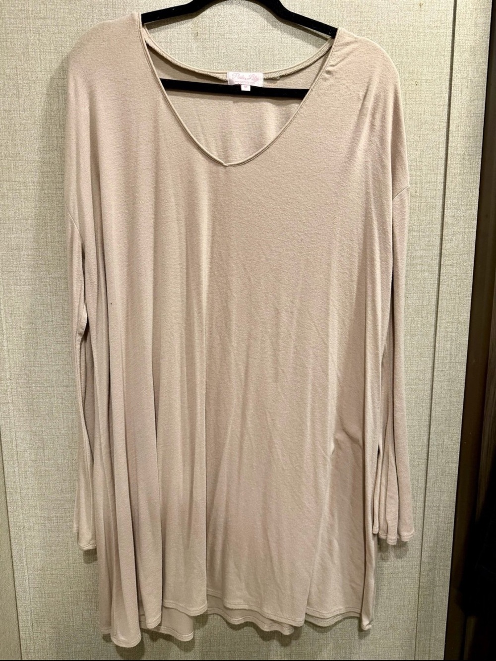 Pink Lily Taupe V-Neck Long Sleeve Tunic
